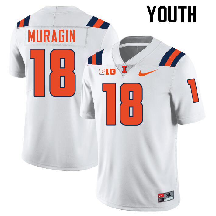 Youth #18 Mason Muragin Illinois Fighting Illini College Football Jerseys Stitched-White